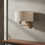 Afbeelding laden in galerijweergave, Tela Classic wandlamp met stoffen kap – elegante metalen afwerking wandlamp voor woonkamer / slaapkamer