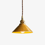 Cargar imagen en el visor de la Galería, Yellow glazed ceramic pendant light on white background
