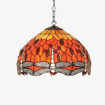 Afbeelding laden in galerijweergave, TF Dragonfly Blauwe Tiffany Plafondlamp – Art Nouveau Glas-in-Lood Hanglamp voor Woonkamer