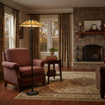 Load image into Gallery viewer, TF Dark Star Tiffany Art Glass Floor Lamp – Vintage-Inspired Metal Base Accent Lighting
