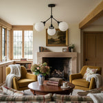 Load image into Gallery viewer, Glorica Glass Chandelier - Brass Globe Ceiling Light with Opal Shade