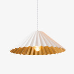 Cargar imagen en el visor de la Galería, White pleated metal dome pendant lamp with warm gold interior