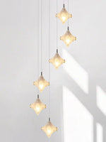 Load image into Gallery viewer, Art Deco Star Staircase Pendant Light - Frosted Glass Hanging Fixture - Astris Altair