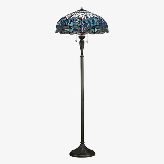 Lámpara de pie TiffStar de vidrio artístico con pantalla de patrón ornamental – Luz de pie para salas