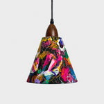 Carica l'immagine nella visualizzazione Galleria, Medium painted floral cone pendant light front view