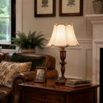 Cargar imagen en el visor de la Galería, Vintage Fabric Table Lamp with Scalloped Shade