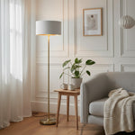 Afbeelding laden in galerijweergave, Tela Drum Lampenkap Vloerlamp - Moderne Stoffen Staande Lamp voor Thuis en Kantoor