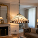 Afbeelding laden in galerijweergave, TF Fargo Hanglamp - Tiffany-stijl verlichting met een Art Deco kap en verstelbare ketting