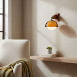 Afbeelding laden in galerijweergave, Afterglow Moderne Zonsondergang Wandlamp – Dubbele Glazen Kap Ontwerp met Houtstructuur Voet