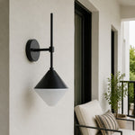 Cargar imagen en el visor de la Galería, black and white outdoor wall sconce on a covered balcony wall