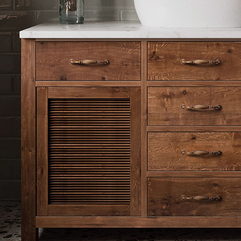 Antique Vintage Zinc Alloy Cabinet Pulls 5"cc With Subtle Curve Reinforced For Vacation Homes-Seendoor