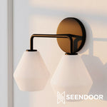 Load image into Gallery viewer, Merin Metal & Glass Sculptural Wall Sconce for Vanity & Bathroom