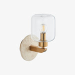 Cargar imagen en el visor de la Galería, Lámpara de Pared Moderna de Mármol Korlisse - Latón Vintage y Acento de Vidrio Transparente para Sala de Estar y Pasillo