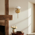 Load image into Gallery viewer, Ornato Luxe Modern Art Deco Wall Light - Opal Glass Globe Sconce - Brass or Black