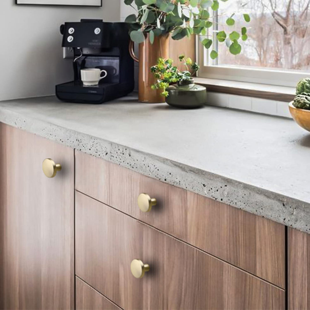 30 Pack Brushed Gold Cabinet Knobs – Round Gold Dresser Knobs Set