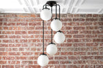Load image into Gallery viewer, Glorica Glass 5 Globe Chandelier - Brass and Opal Glass Vintage Pendant Light