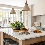 Cargar imagen en el visor de la Galería, Leather pendant lights above a kitchen island
