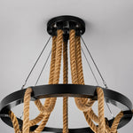 Cargar imagen en el visor de la Galería, Rustic farmhouse rope chandelier