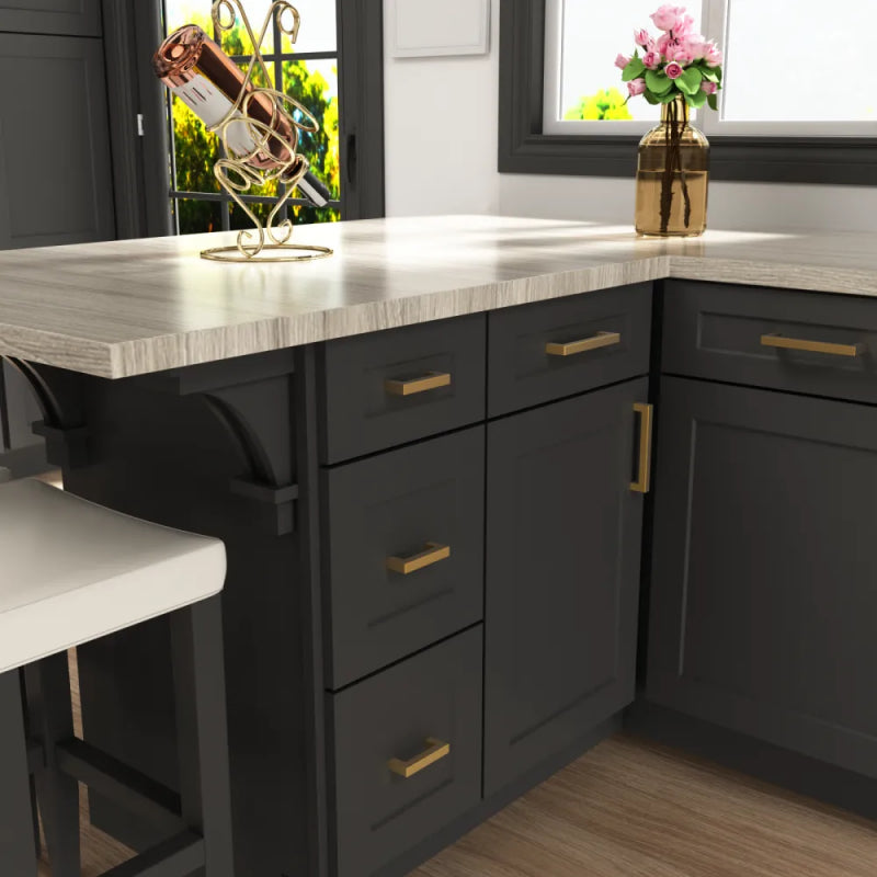 15-Pack Modern Square Drawer Pulls – Brushed Brass Gold Handles