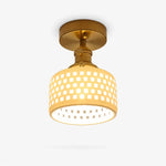 Cargar imagen en el visor de la Galería, Flush mount grid ceramic ceiling light with brass canopy