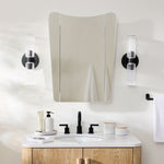 Load image into Gallery viewer, Rivora Ribbed Glass Double Wall Lamp Modern Accent for Hallway & Bathroom