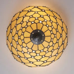 Afbeelding laden in galerijweergave, TF Pearl Handgemaakte Tiffany Plafondlamp – Art Deco Glas-in-Lood Lamp voor Hal of Woonkamer