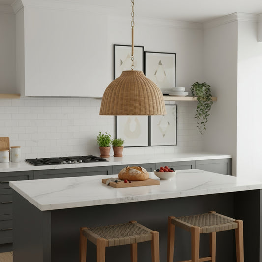 Welanery Koepel Hanglamp - Moderne Rotan Lampenkap voor Eetkamer