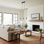 Afbeelding laden in galerijweergave, Virell Verstelbare Lineaire Plafondlamp – 3-Lamps Houten en Metalen Ontwerp voor Keukeneiland of Kantoor