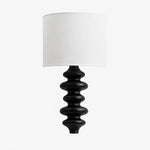 Załaduj obraz do przeglądarki galerii, Ebony sculptural wall lamp with white fabric shade