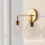 Load image into Gallery viewer, Merin Metal & Glass Sculptural Wall Sconce for Vanity & Bathroom