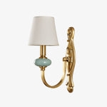 Afbeelding laden in galerijweergave, Rowanea Keramische Wandkandelaar met Stoffen Kap en Metalen Afwerking – Boerderij Moderne Ganglamp