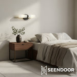 Load image into Gallery viewer, Rivora Ribbed Glass Double Wall Lamp Modern Accent for Hallway & Bathroom