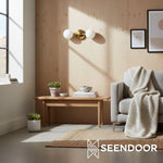 Afbeelding laden in galerijweergave, Glorica glazen make-up spiegel verlichting - moderne messing wandlamp voor badkamerstijl