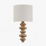 Załaduj obraz do przeglądarki galerii, Natural wood sculptural wall lamp with fabric shade