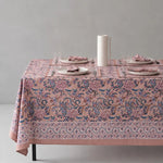 Załaduj obraz do przeglądarki galerii, Rose mauve floral tablecloth on a dining table