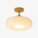 Afbeelding laden in galerijweergave, Bauvia Vintage Bauhaus Glazen Plafondlamp – Moderne Artistieke Lamp met Houten Voet voor Woonkamer N62