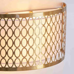 Afbeelding laden in galerijweergave, Liorin fretwerk wandlamp - moderne gebogen metalen en stoffen kap wandlamp voor hal of slaapkamer