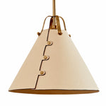 Cargar imagen en el visor de la Galería, Close view of the leather shade and brass hardware