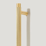 Load image into Gallery viewer, Knurled T-Bar Pulls – Brushed Brass & Steel Handles
