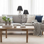 Afbeelding laden in galerijweergave, Talonis dubbele tafellamp – dubbele lampenkappen en metalen voet voor slaapkamer en woonkamer