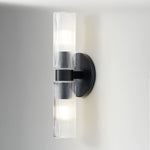 Load image into Gallery viewer, Rivora Ribbed Glass Double Wall Lamp Modern Accent for Hallway & Bathroom