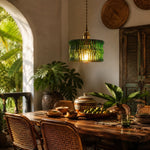 Cargar imagen en el visor de la Galería, Vintage Ripple Glass Pendant Light With Warm Brass Accent