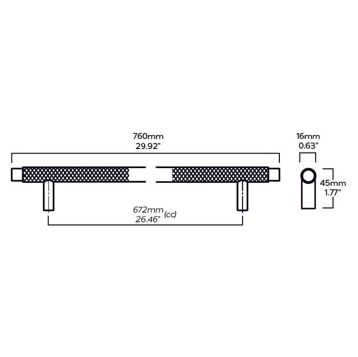 Knurled T-Bar Pulls – Brushed Brass & Steel Handles