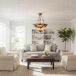 Afbeelding laden in galerijweergave, TF Vlinder Hanglamp – Geleide Glas Hanglamp in Art Nouveau Stijl voor Woonkamer