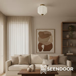 Load image into Gallery viewer, Vintage Eloise Milk Glass Flush Mount Ceiling Light - Vintage Charm Soft Glow