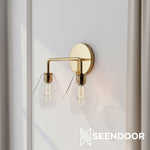 Load image into Gallery viewer, Merin Metal & Glass Sculptural Wall Sconce for Vanity & Bathroom