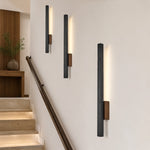 Cargar imagen en el visor de la Galería, Linear Travertine And Wood LED Wall Light