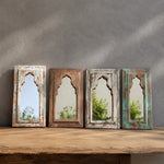 Załaduj obraz do przeglądarki galerii, Rustic Carved Wood Arch Wall Mirror image 2