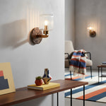 Cargar imagen en el visor de la Galería, Lámpara de Pared Moderna de Mármol Korlisse - Latón Vintage y Acento de Vidrio Transparente para Sala de Estar y Pasillo