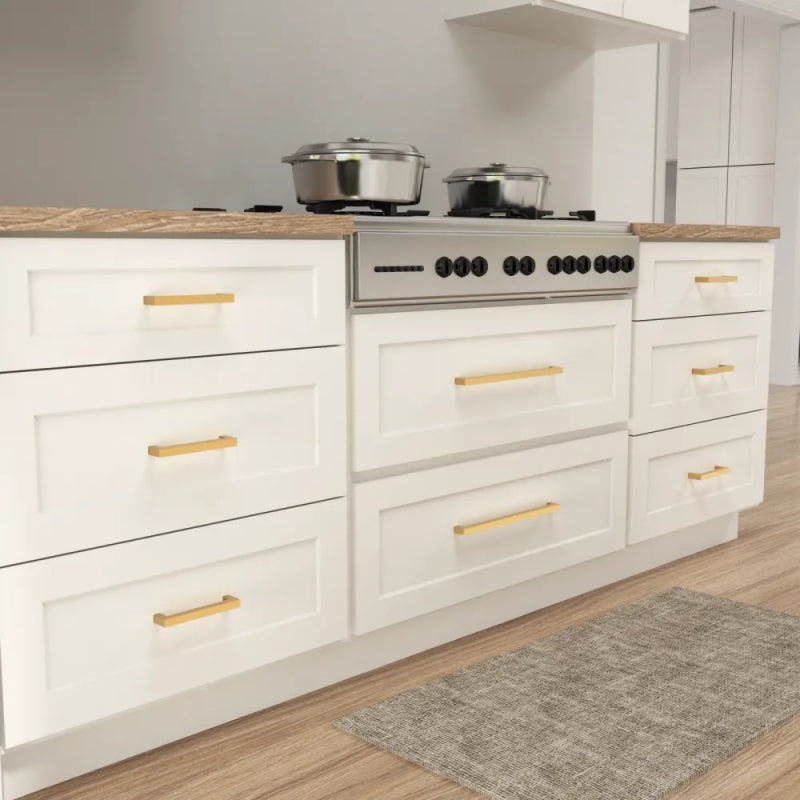 15-Pack Modern Square Drawer Pulls – Brushed Brass Gold Handles